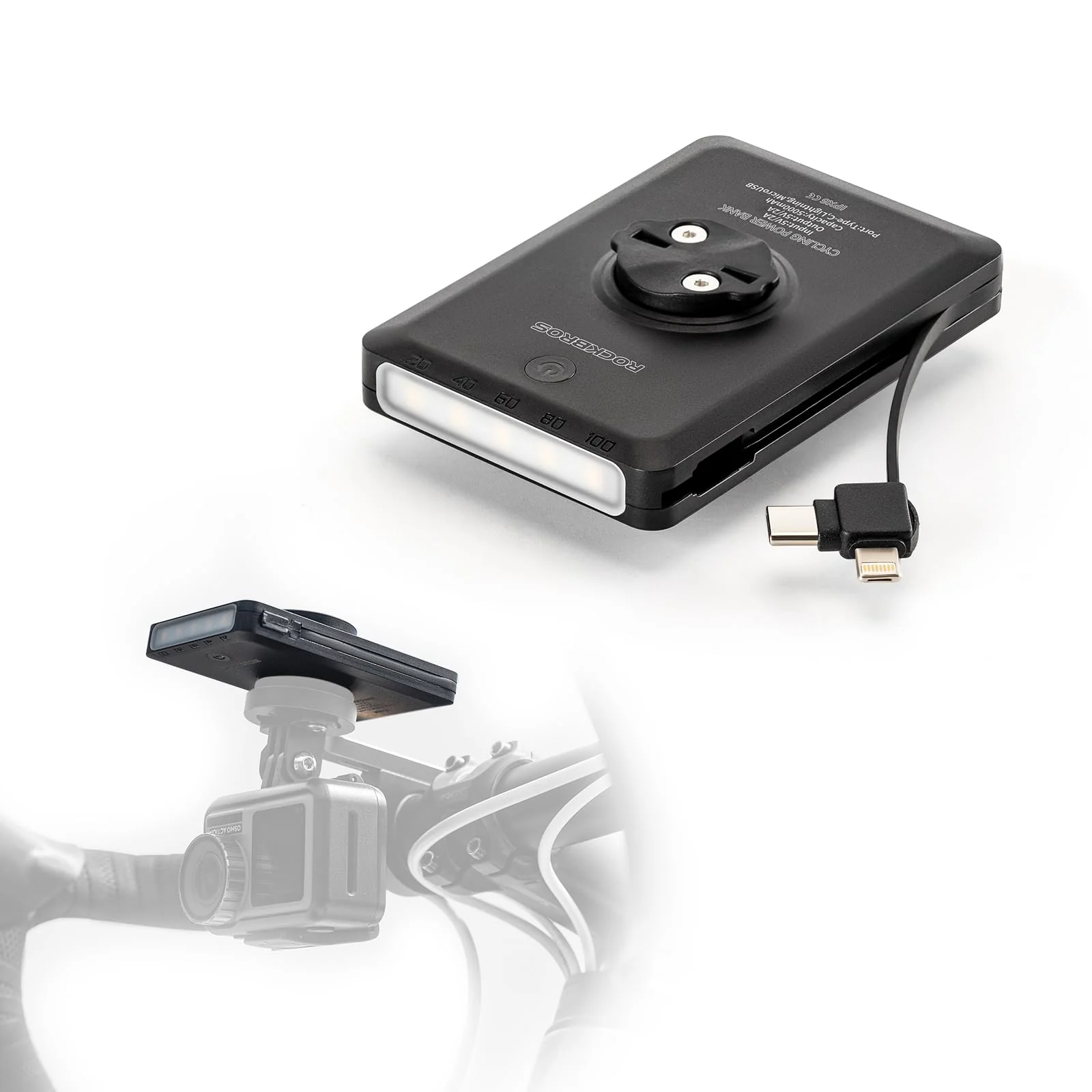ROCKBROS Waterproof Bike Front Light and Power Bank Perfect for Bikepacking