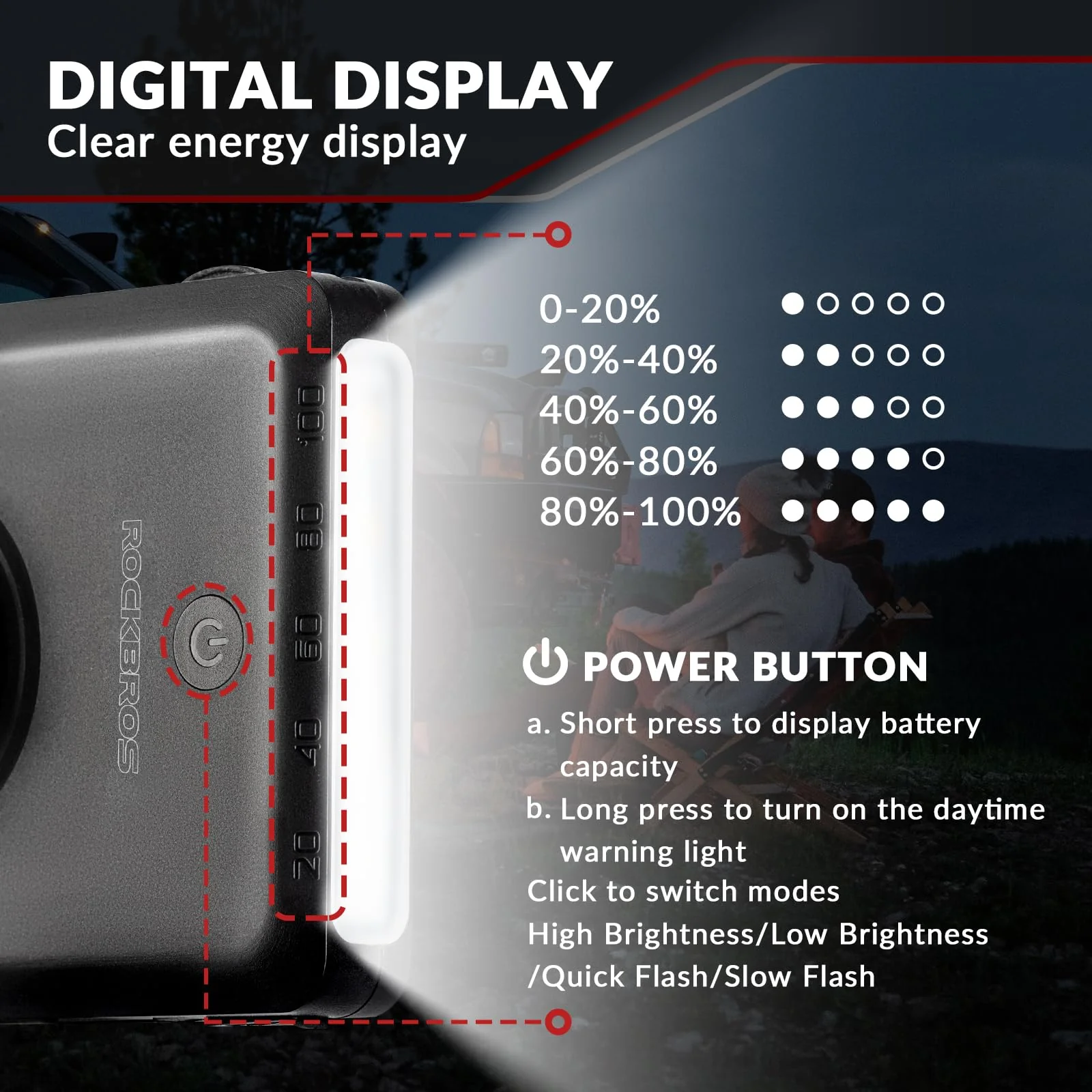 ROCKBROS Waterproof Bike Front Light and Power Bank Perfect for Bikepacking - Image 5