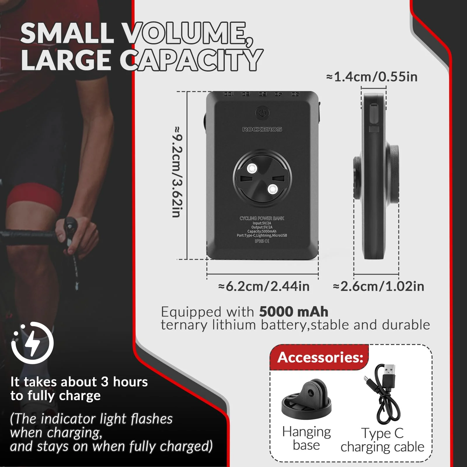 ROCKBROS Waterproof Bike Front Light and Power Bank Perfect for Bikepacking - Image 6