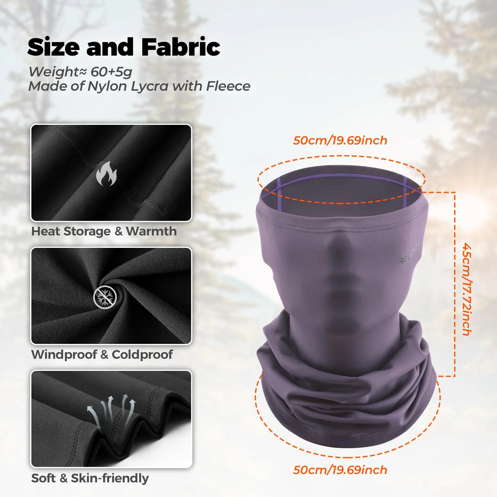 ROCKBROS Windproof Neck Warmer Gaiter Half Balaclava for Men & Women - Image 2