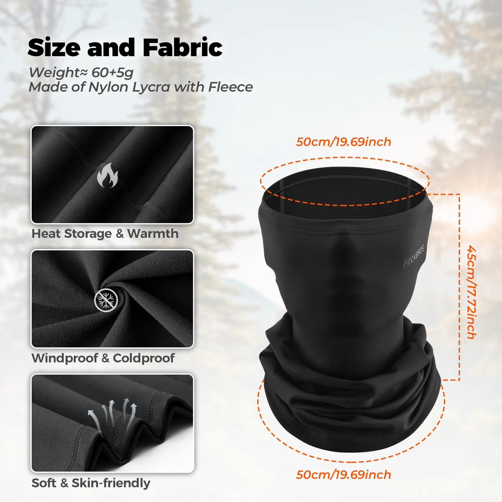 ROCKBROS Windproof Neck Warmer Gaiter Half Balaclava for Men & Women - Image 5