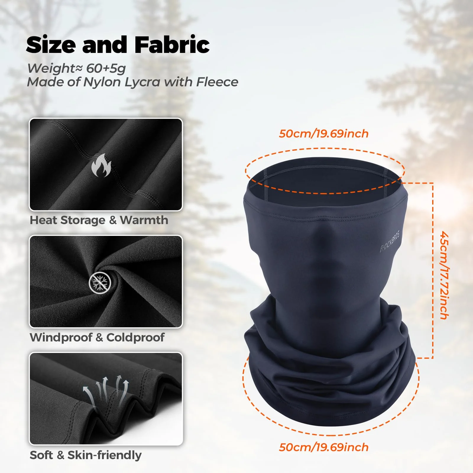 ROCKBROS Windproof Neck Warmer Gaiter Half Balaclava for Men & Women - Image 8