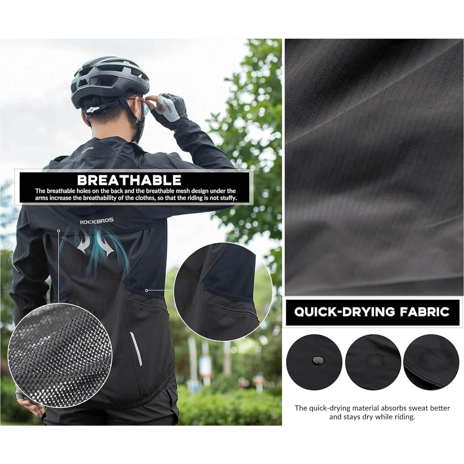 ROCKBROS Windproof Sunproof Reflective Design Cycling Jacket - Image 6
