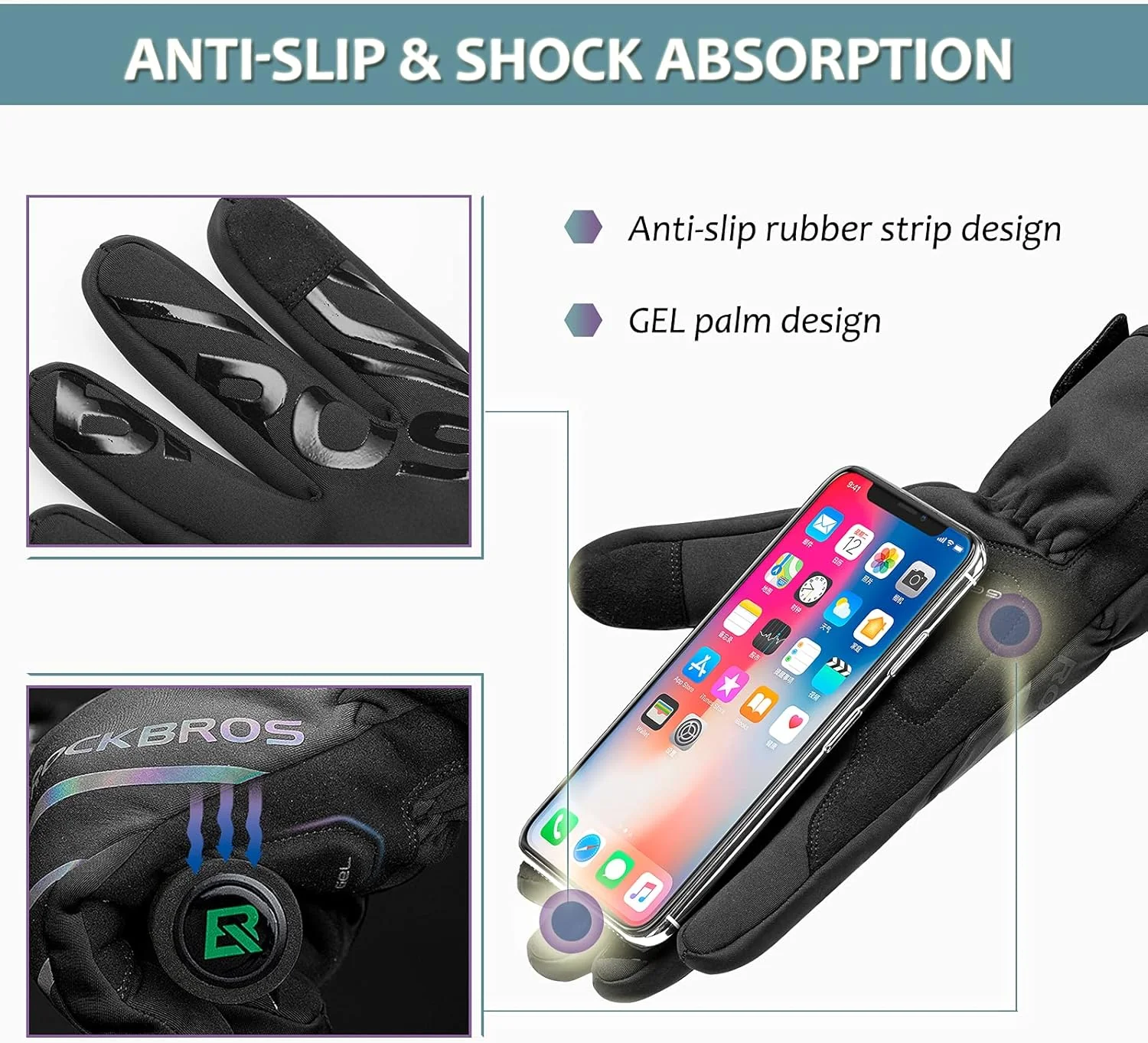ROCKBROS Windproof Thermal Full Finger Cycling Gloves - Image 5