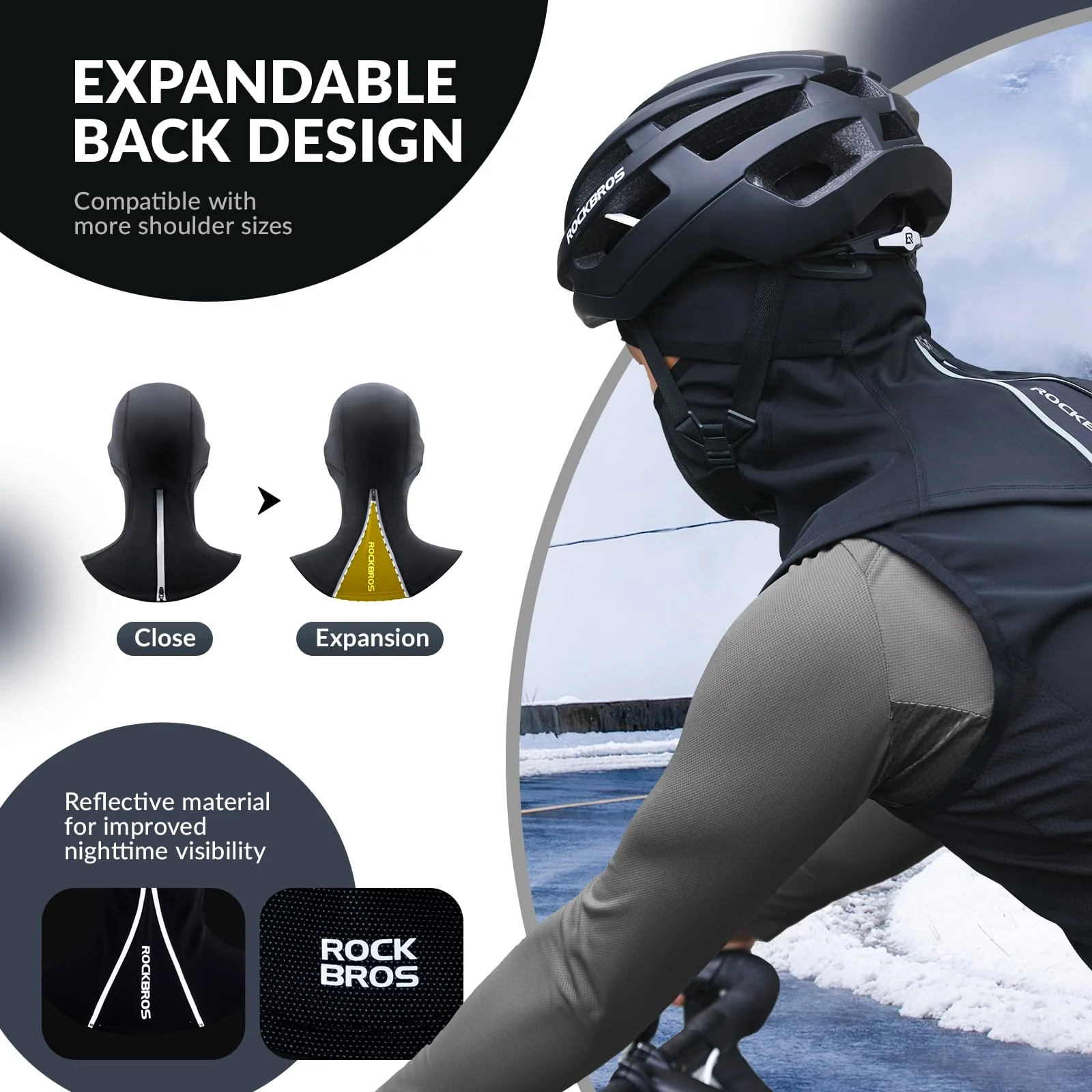 ROCKBROS Winter Breathable Lightweight Thermal Windproof Balaclava Mask - Image 4