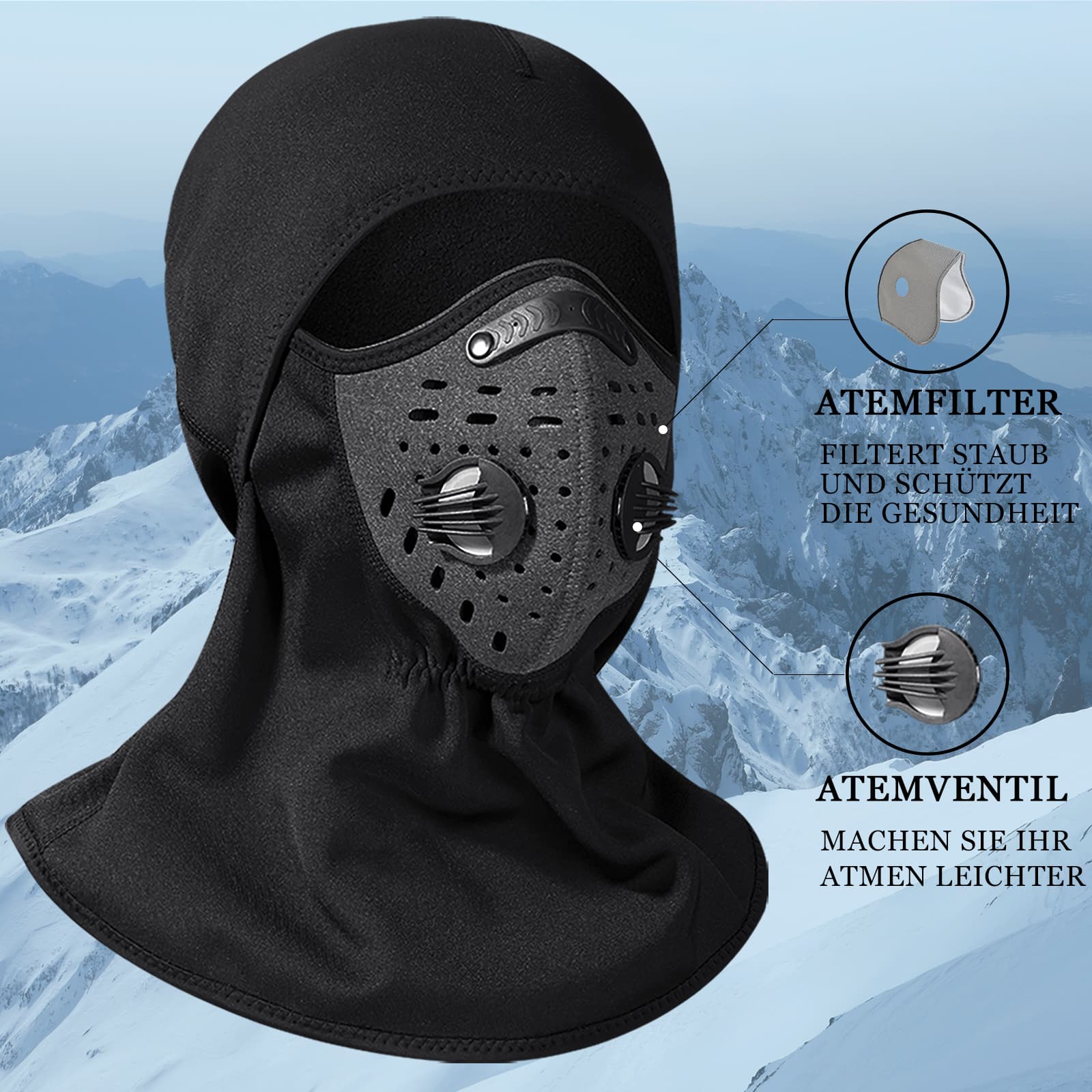 ROCKBROS Winter Balaclava with Filter Thermal Windproof Headcover - Image 4