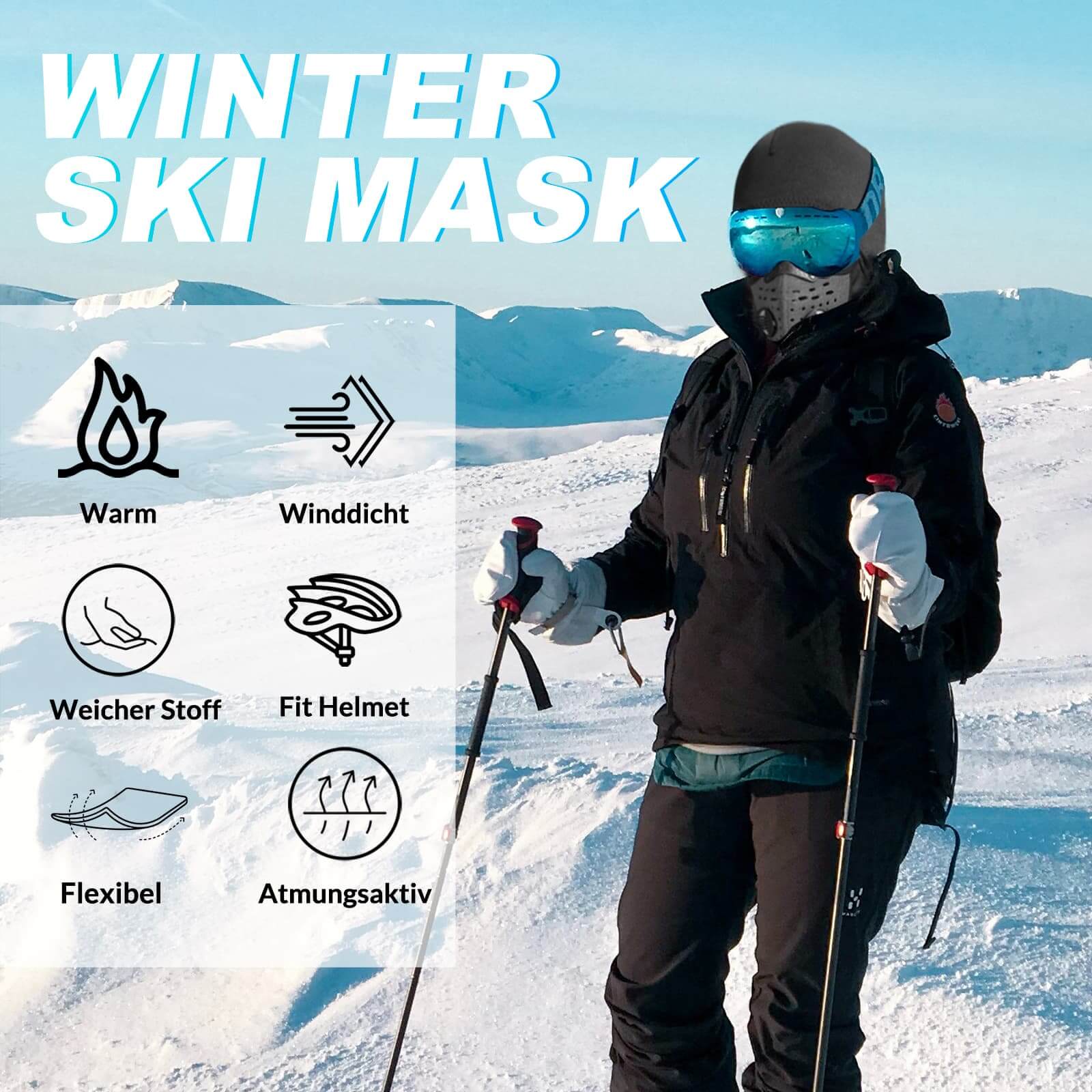 ROCKBROS Winter Balaclava with Filter Thermal Windproof Headcover - Image 6