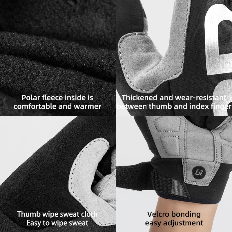 ROCKBROS Winter Cycling Gloves Windproof Shockproof Full Finger Gloves - Image 4