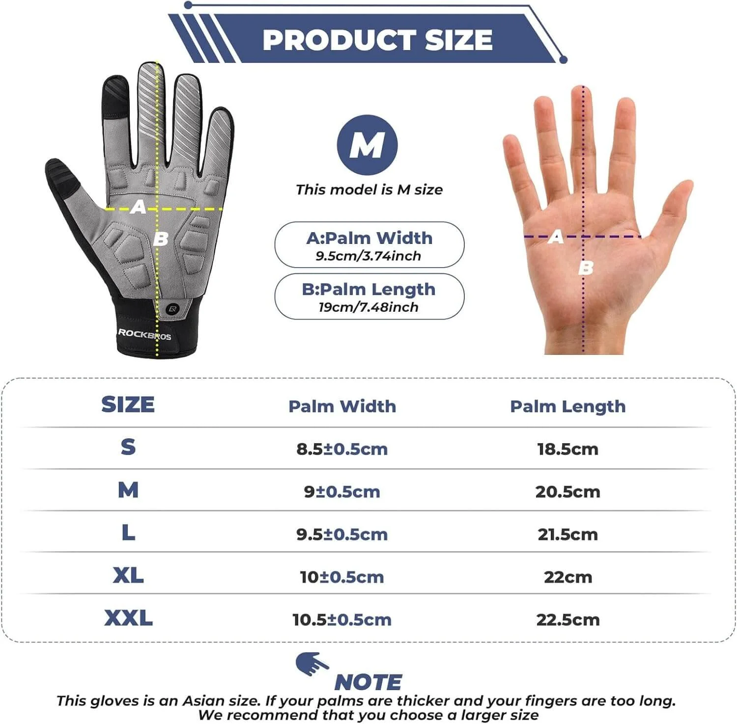ROCKBROS Winter Cycling Gloves Windproof Shockproof Full Finger Gloves - Image 5
