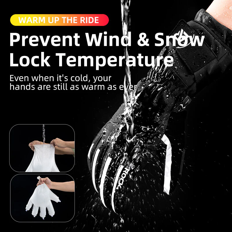 ROCKBROS Winter Gloves Waterproof Windproof Bike Motorcycle Gloves Extra Warm Unisex - Image 3