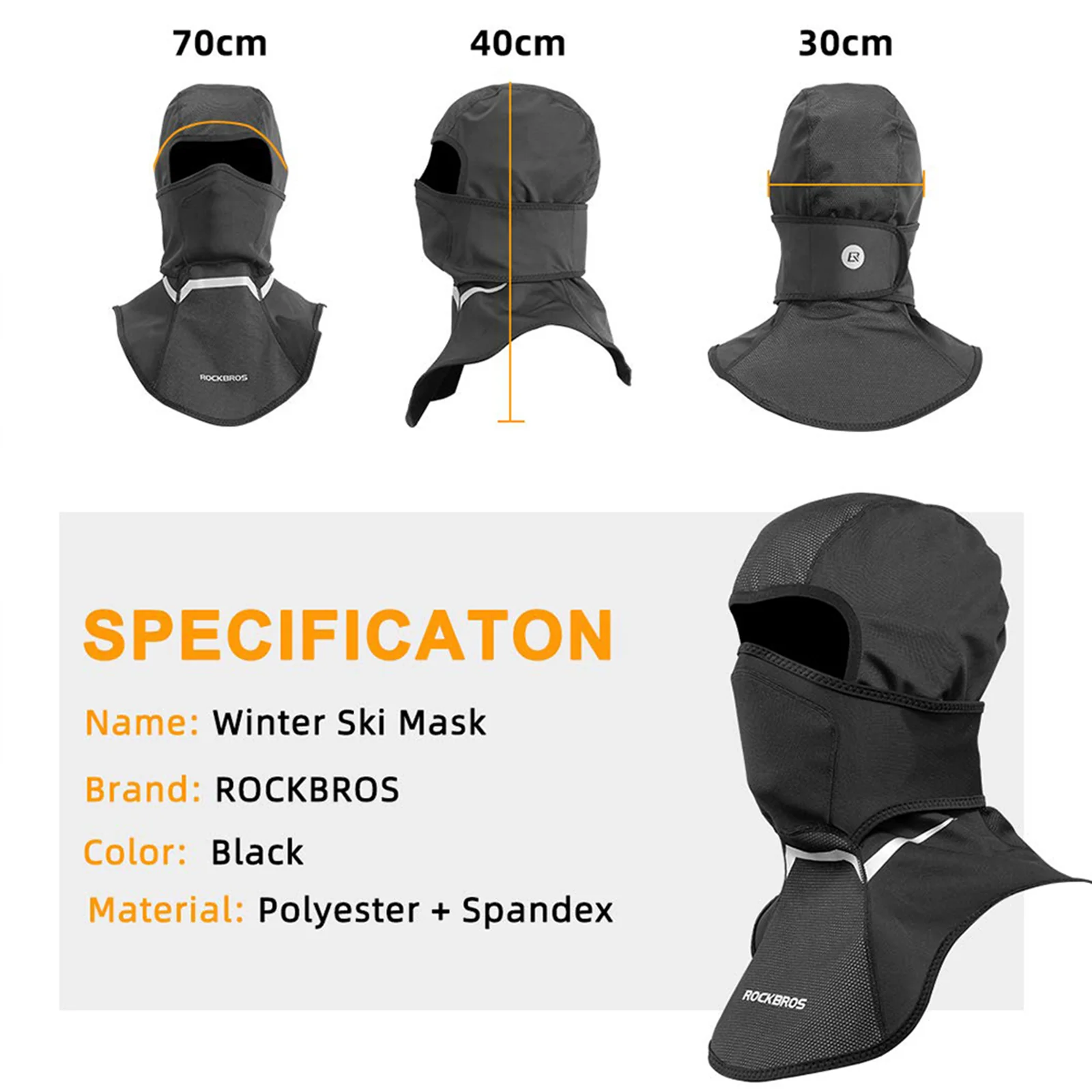 ROCKBROS Winter Cycling Balaclava Windproof Full Face Hood Neck Warmer Cap - Image 2