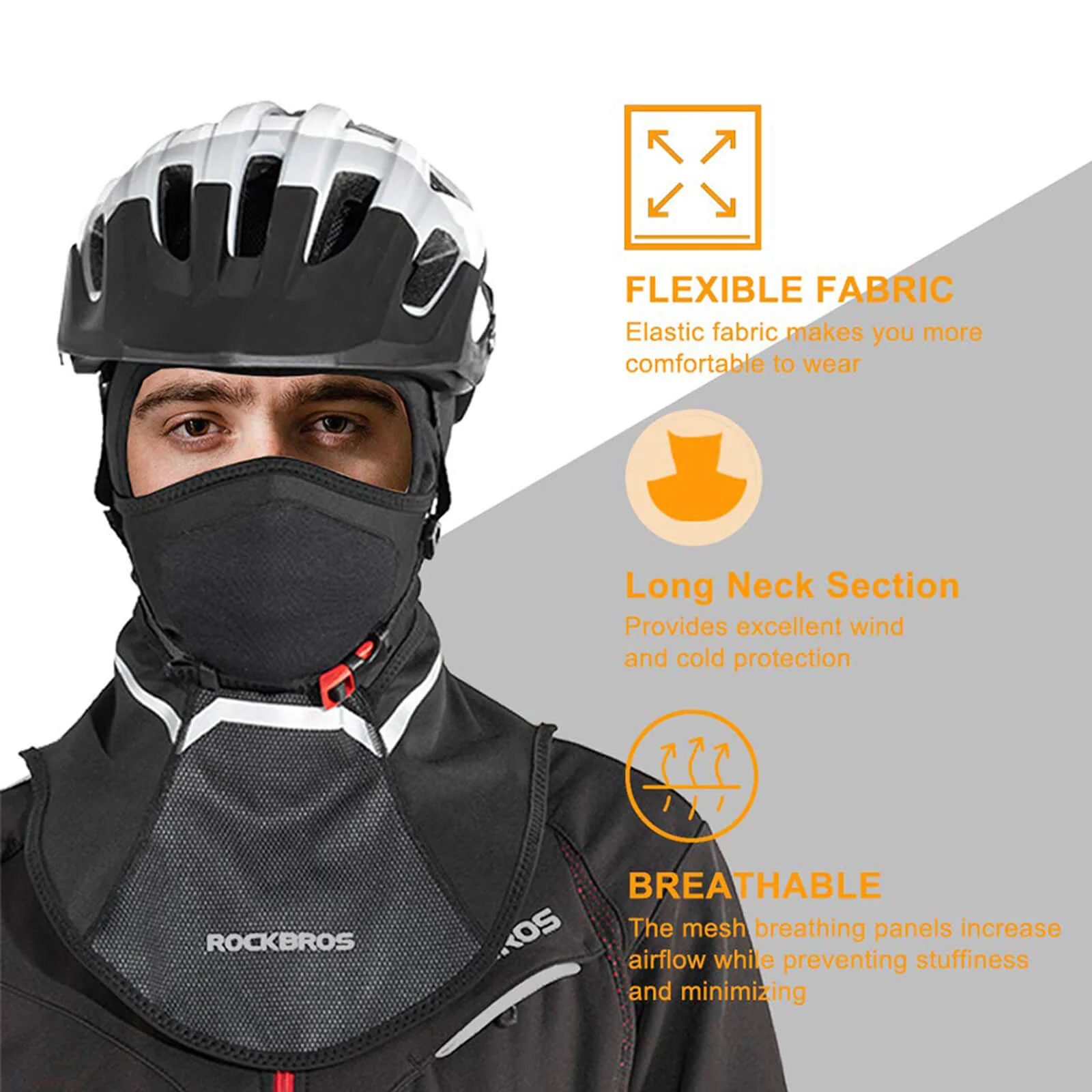 ROCKBROS Winter Cycling Balaclava Windproof Full Face Hood Neck Warmer Cap - Image 3