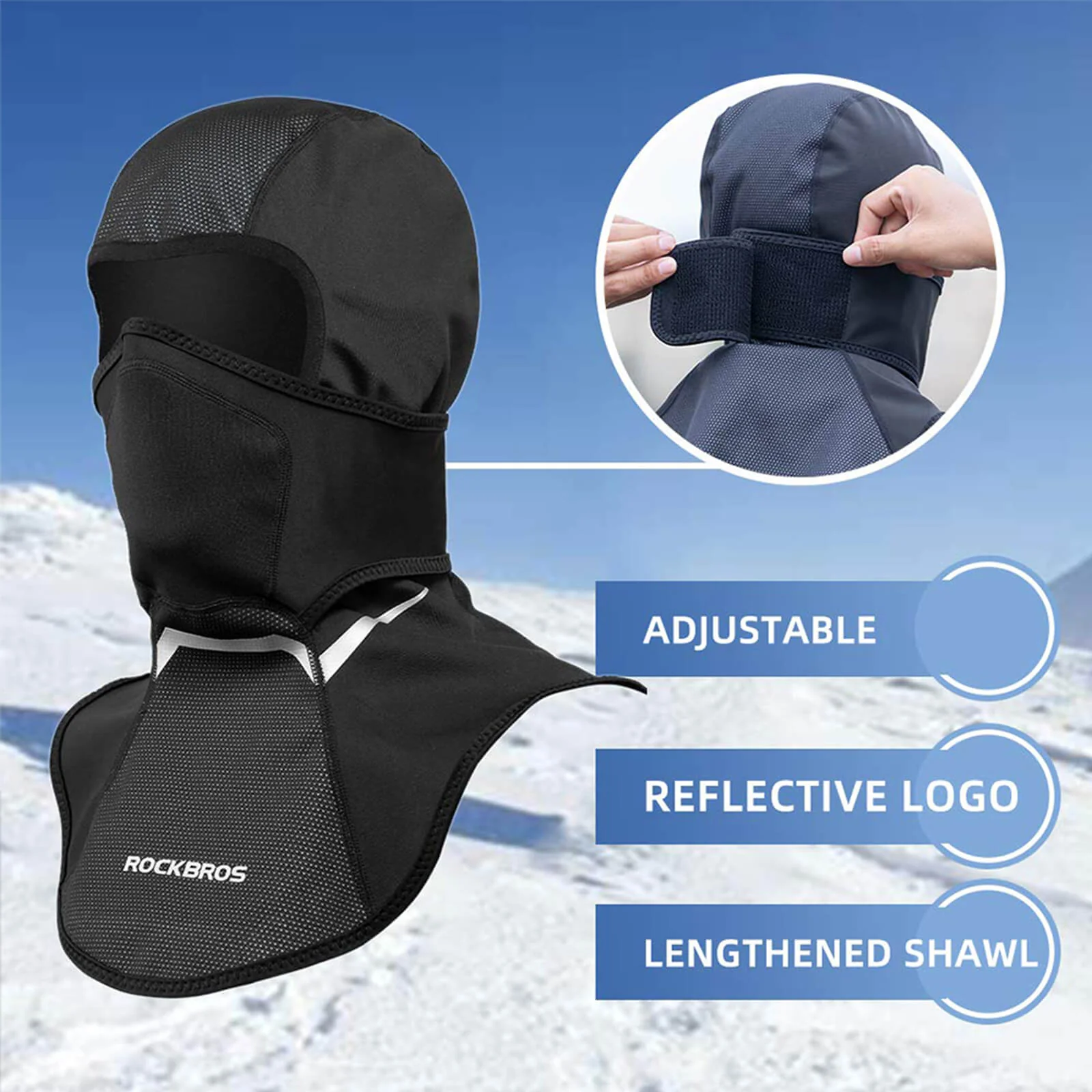 ROCKBROS Winter Cycling Balaclava Windproof Full Face Hood Neck Warmer Cap - Image 4