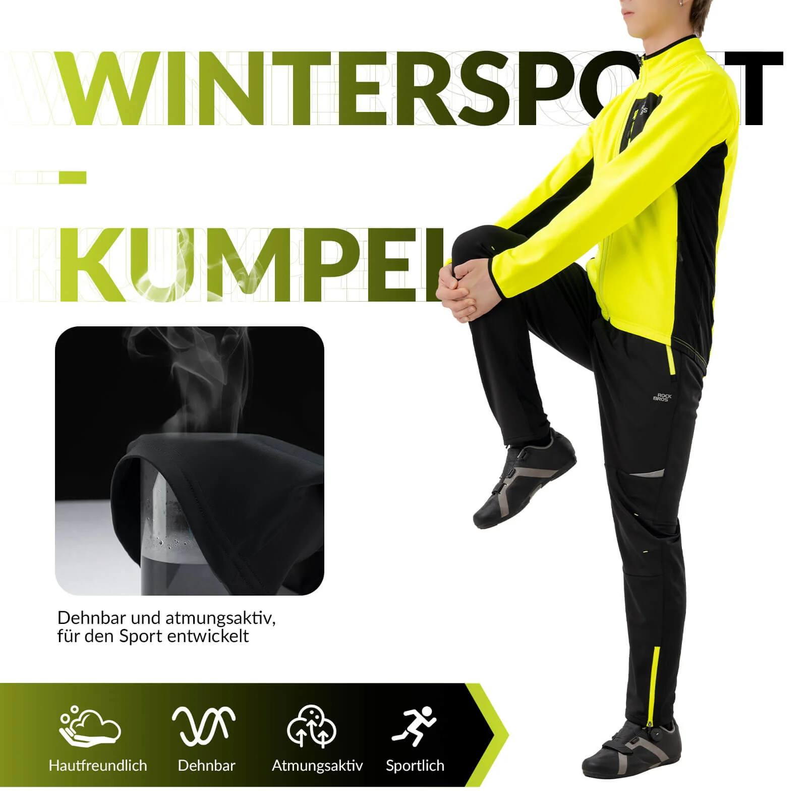 ROCKBROS Winter Windproof Thermal Cycling Jacket and Trousers Set - Image 5