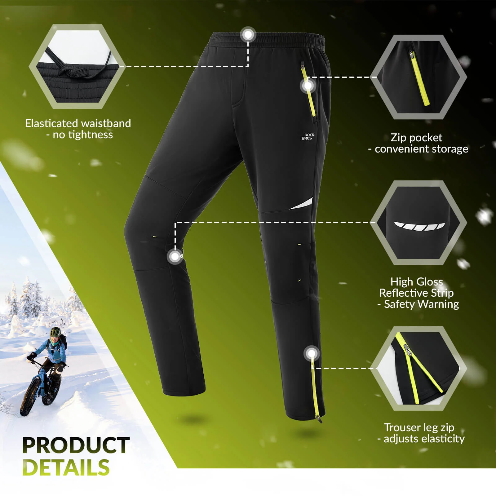 ROCKBROS Winter Windproof Thermal Cycling Jacket and Trousers Set - Image 6