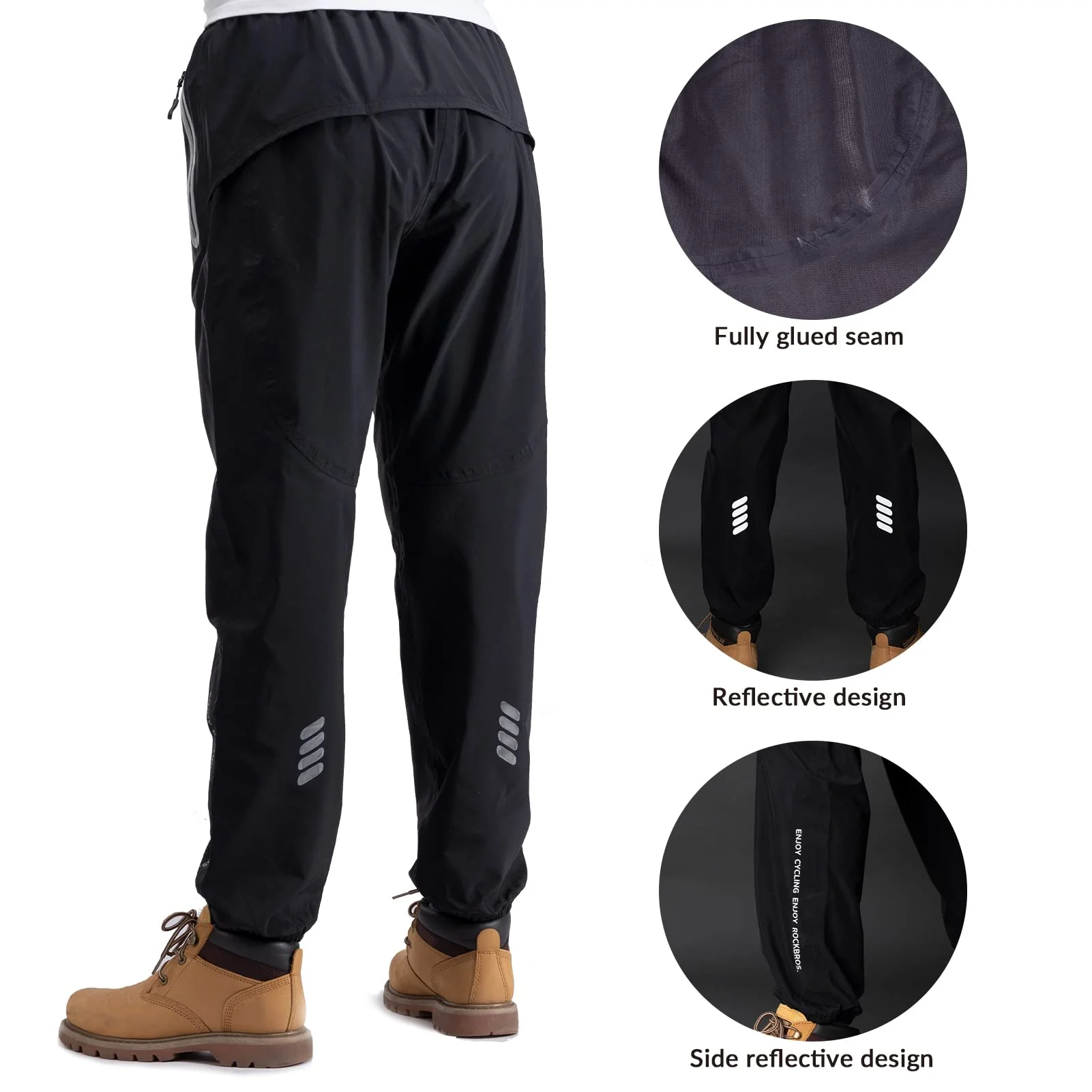 ROCKBROS Waterproof Raincoat & Overtrousers for Men Women with Reflective - Image 9