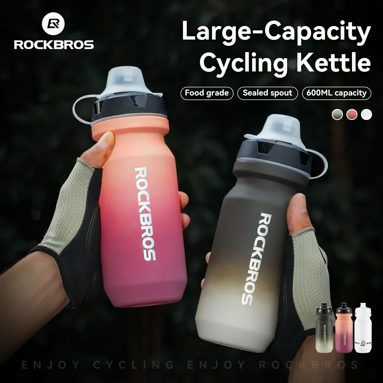 ROCKBROS Bike Bottle with Pull-Top Lid Lightweight 600/750ml - Image 19