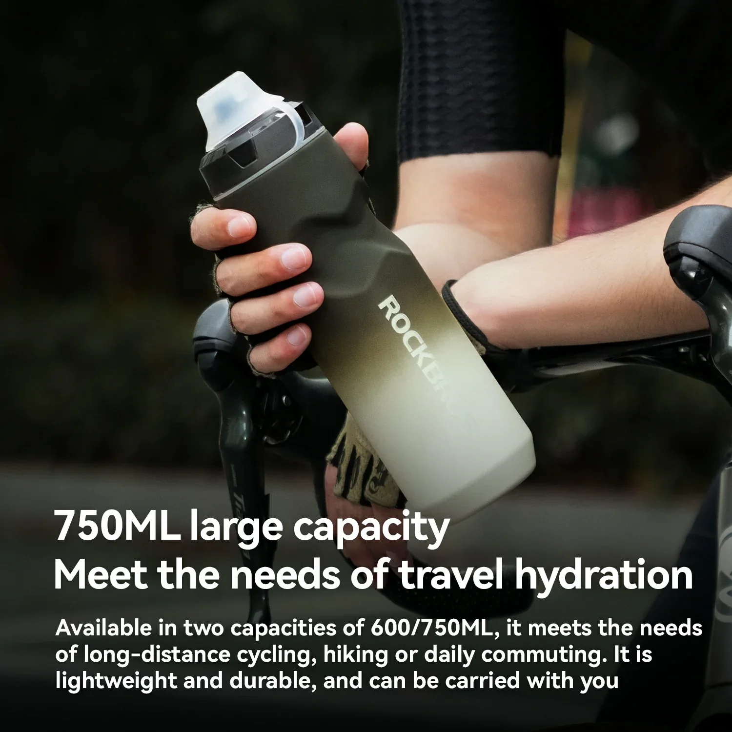 ROCKBROS Bike Bottle with Pull-Top Lid Lightweight 600/750ml - Image 4