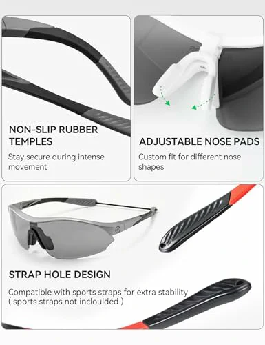 Sports Cycling Sunglasses with 3 Interchangeable UV400 Lenses - Image 4