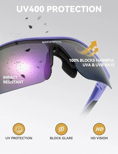 Sports Cycling Sunglasses with 3 Interchangeable UV400 Lenses - Image 7