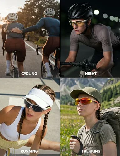 Sports Cycling Sunglasses with 3 Interchangeable UV400 Lenses - Image 8