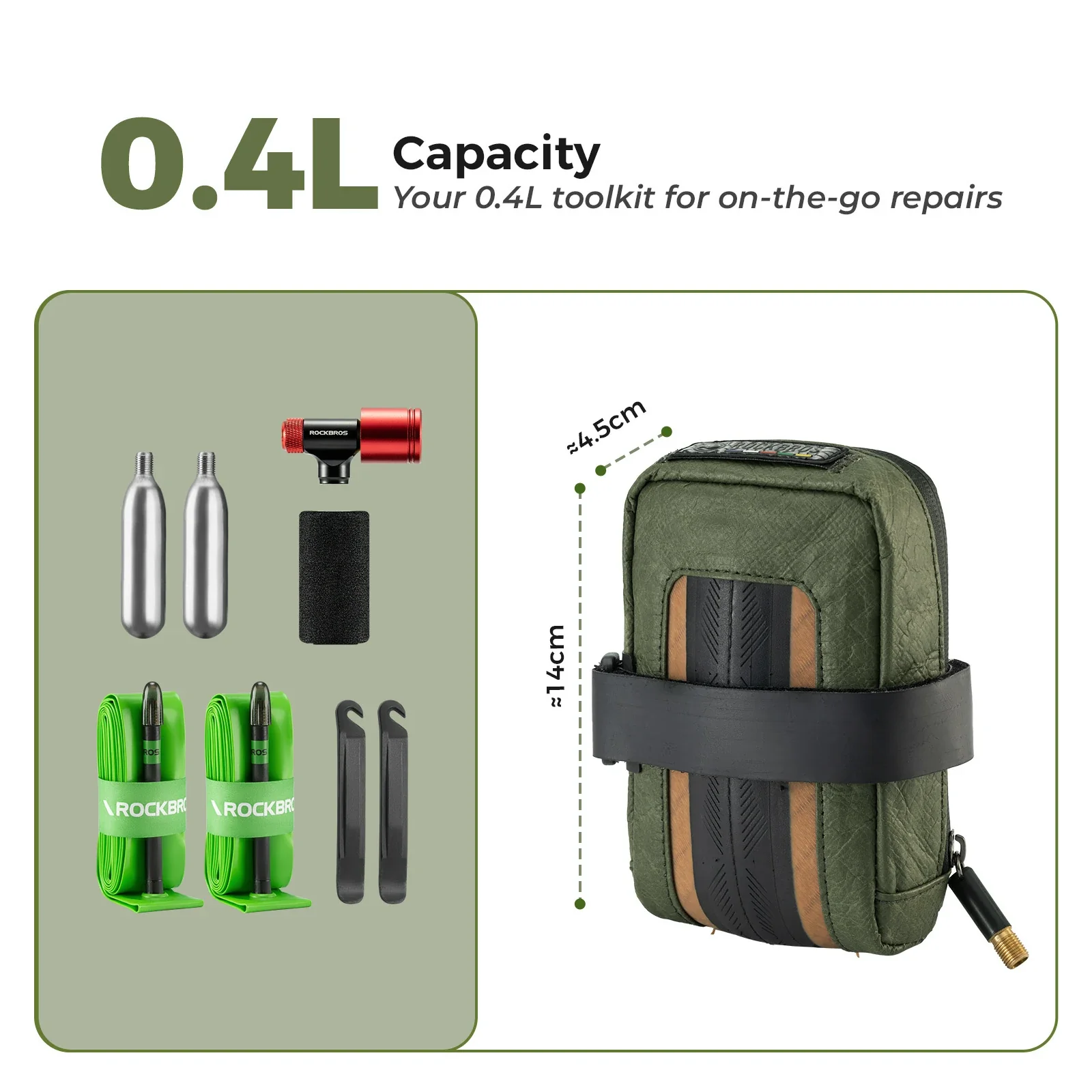 Road-to-Sky Sustainable Eco-Friendly Recycled Tire Bike Saddle Bag 0.4L - Image 2