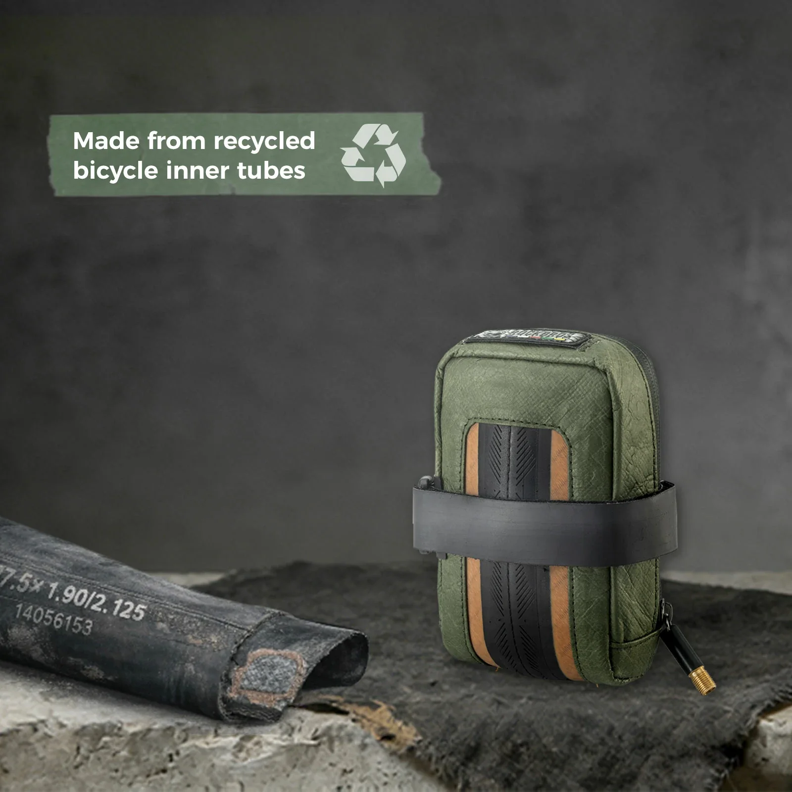 Road-to-Sky Sustainable Eco-Friendly Recycled Tire Bike Saddle Bag 0.4L - Image 6