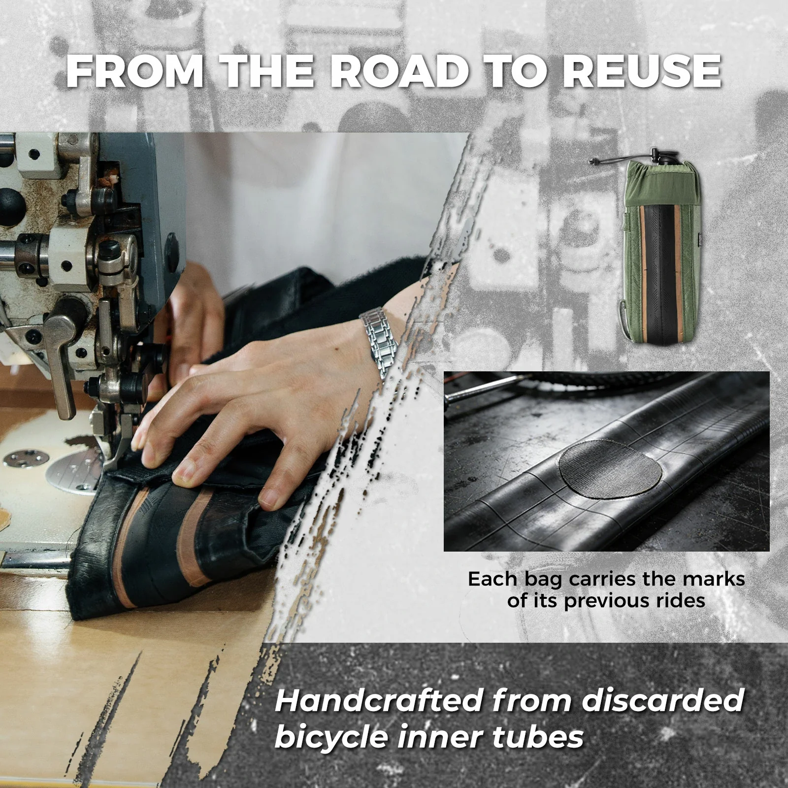 Road-to-Sky Sustainable Eco-Friendly Recycled Tire Bike Water Bottle Bags 0.8L - Image 8