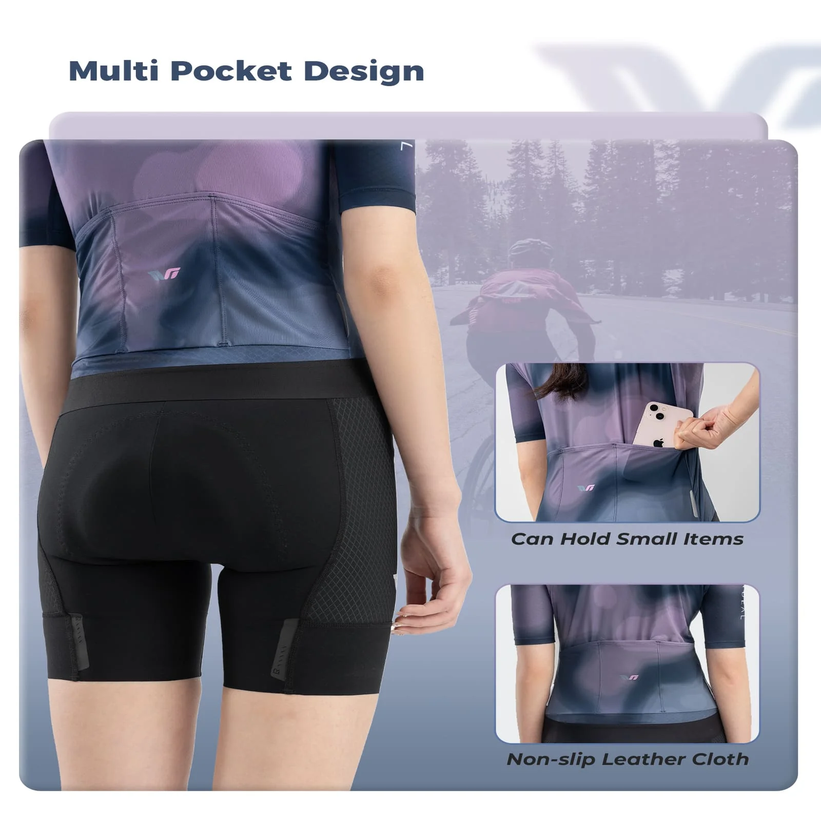 TVI Women’s Cycling Jersey Breathable Short Sleeve Navy Blue - Image 9