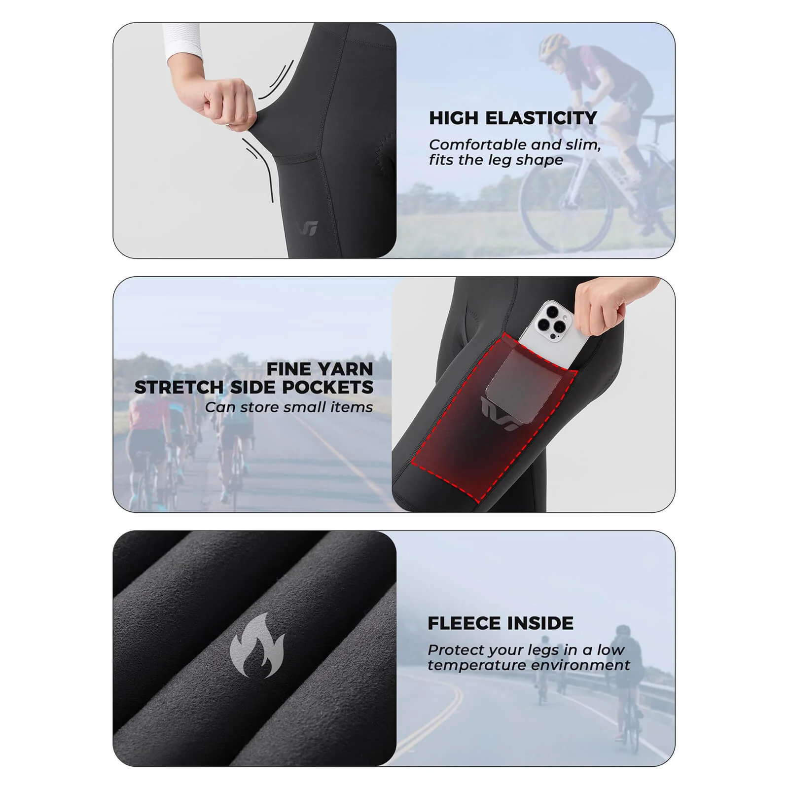 Women's Winter Cycling Tights 3D Padded Windproof Quick-Dry - Image 3