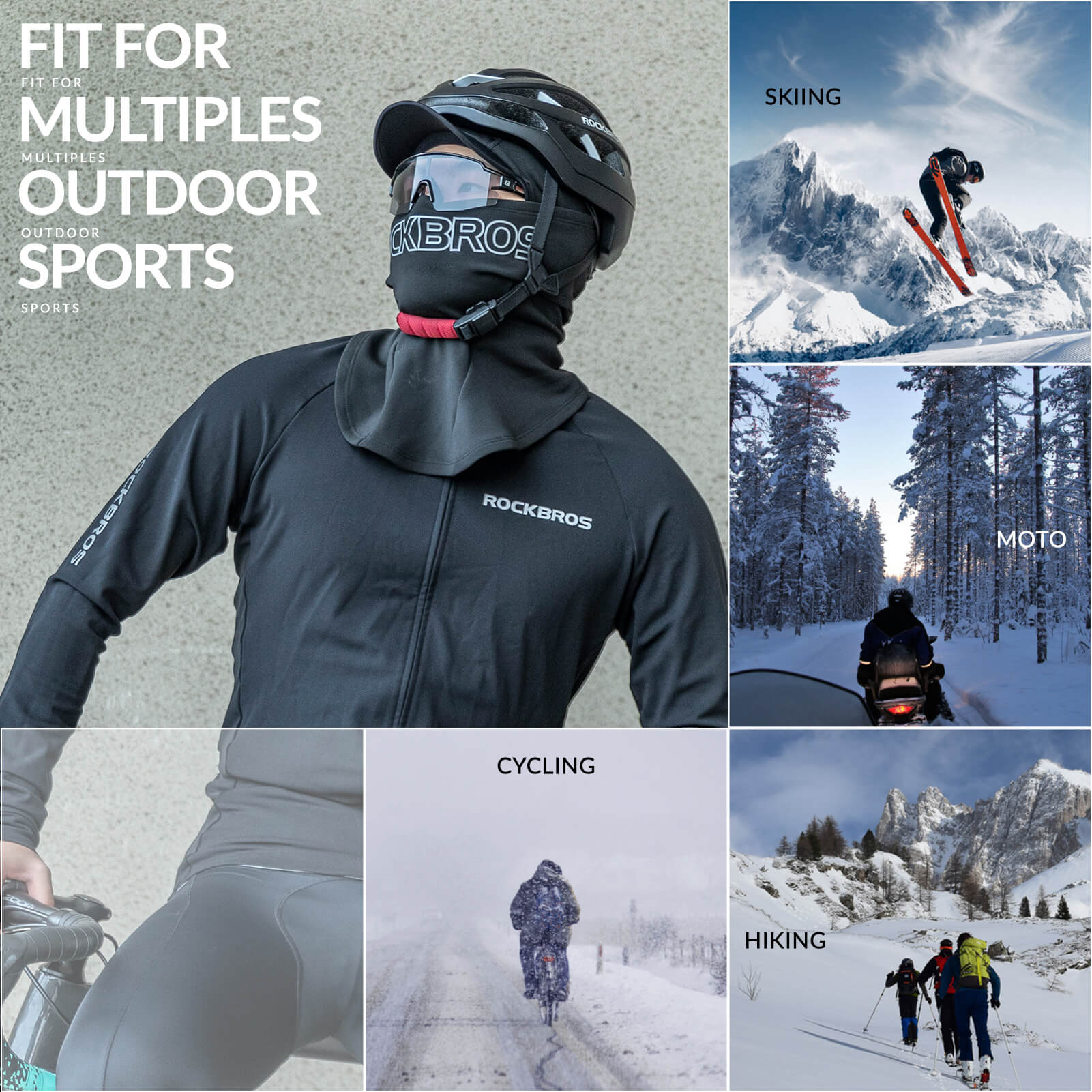 ROCKBROS Winter Windproof Cycling Balaclava Warm Face Hood Mask - Image 6
