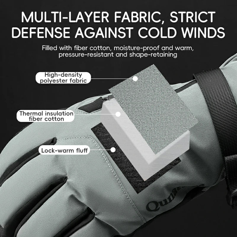 Waterproof Insulated Split-Finger Ski Gloves with Touchscreen Design - Image 11