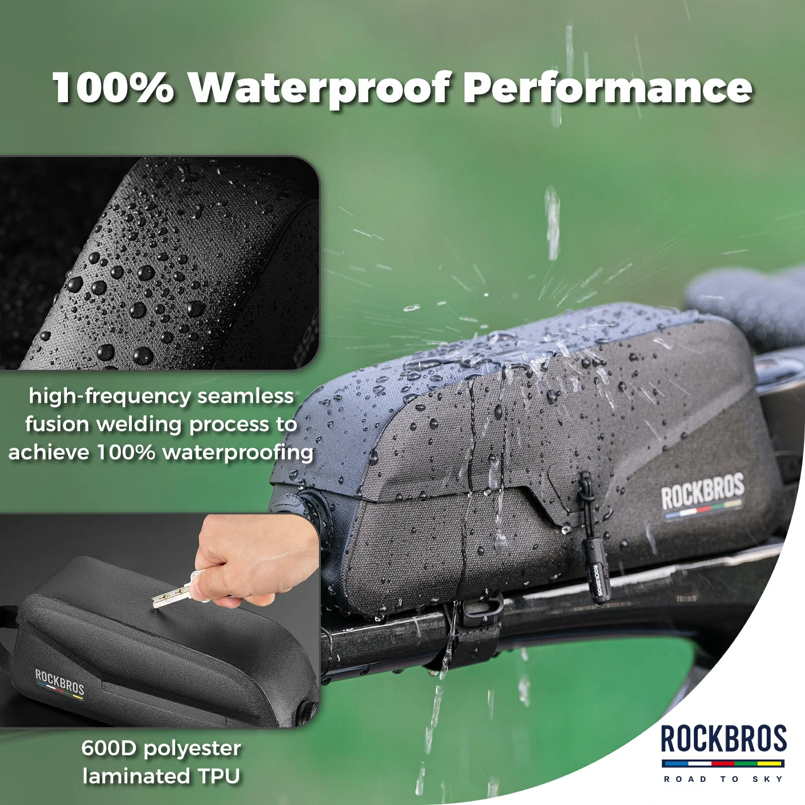 ROCKBROS Road-to-Sky Frame Bag Magnetic Top Tube Bag 100% Waterproof 0.6L-0.9L - Image 19