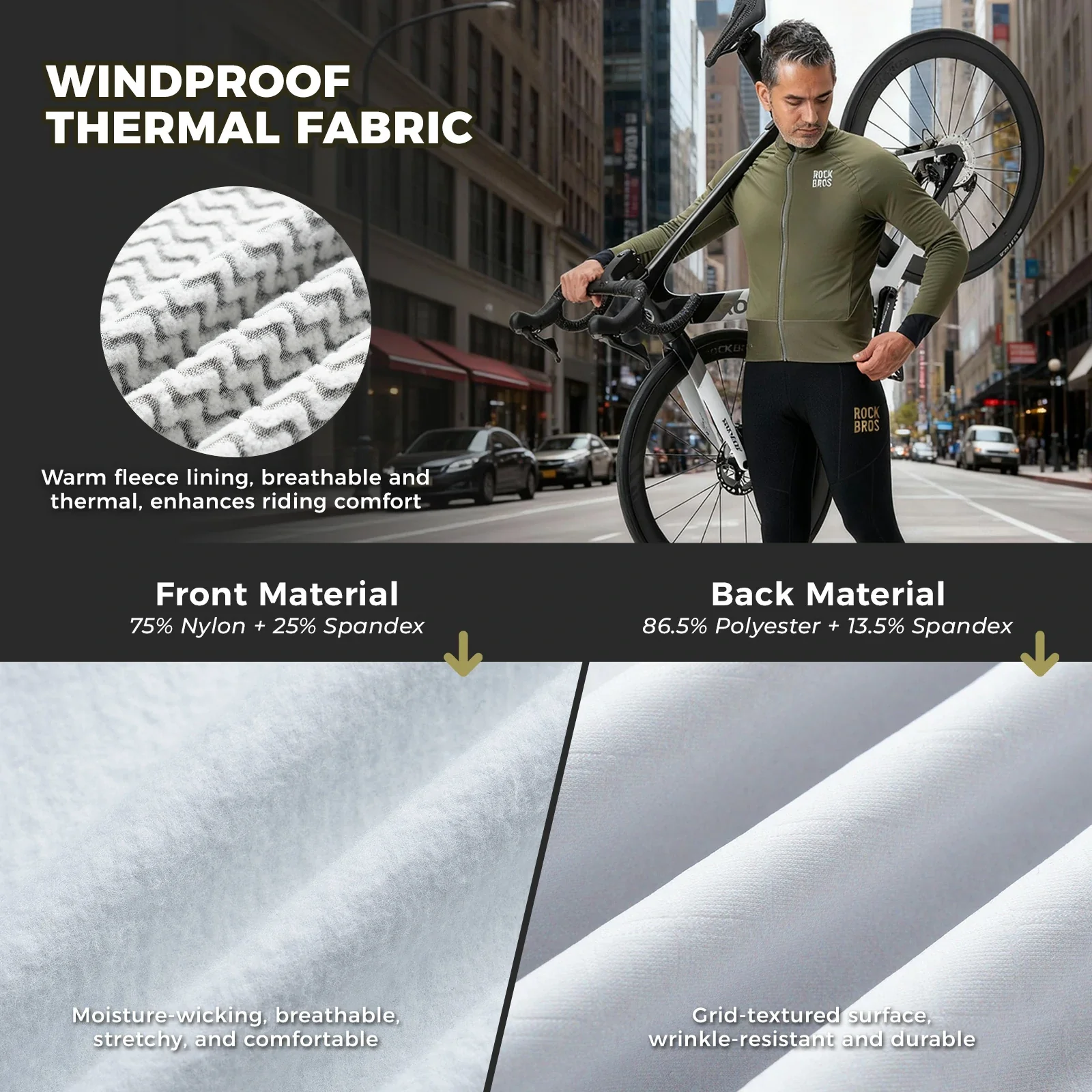 Winter Thermal Cycling Jacket Double-Layer Fleece Windproof Breathable - Image 10