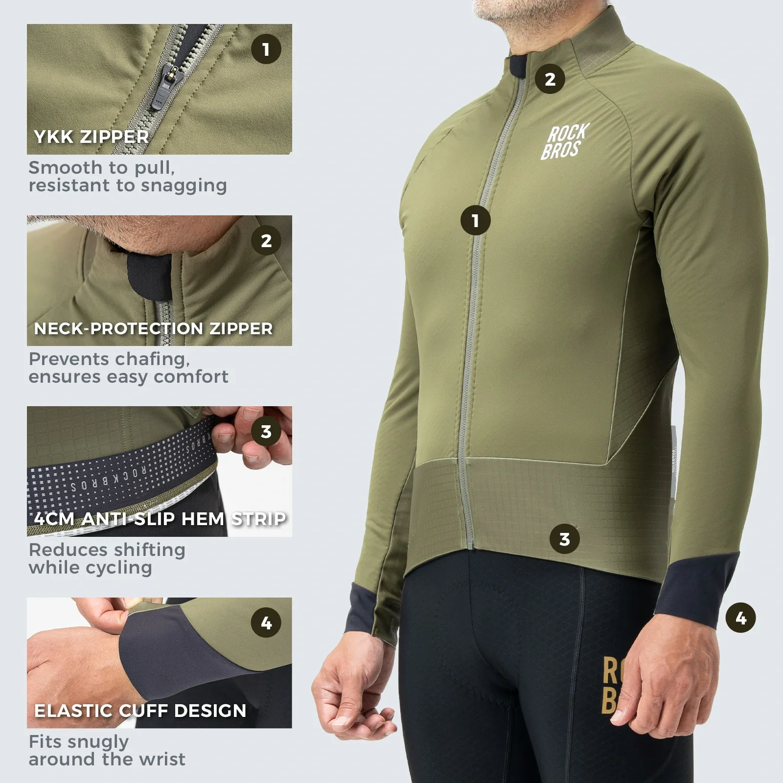 Winter Thermal Cycling Jacket Double-Layer Fleece Windproof Breathable - Image 3