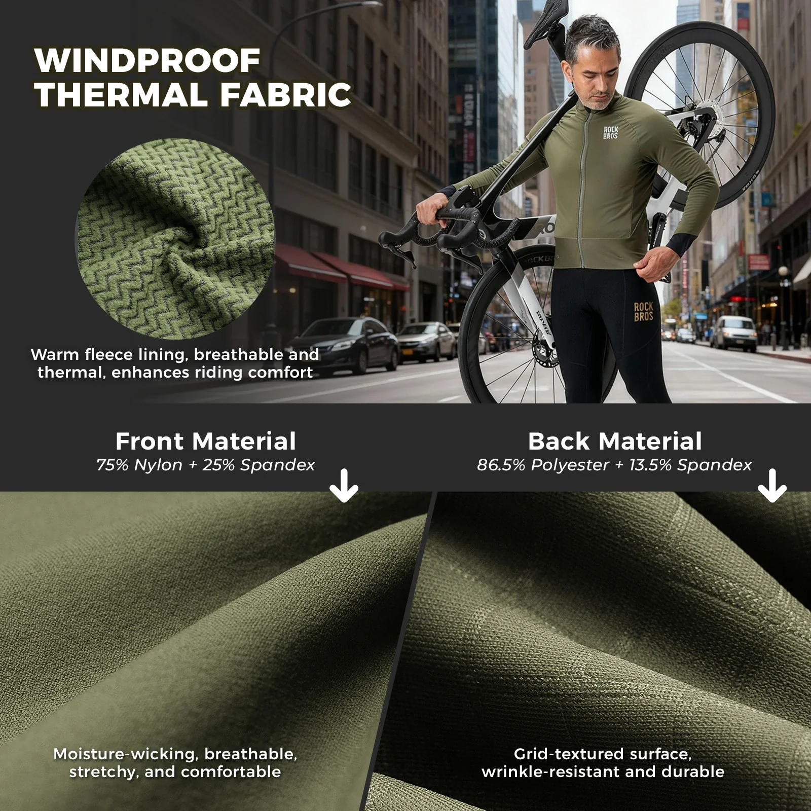 Winter Thermal Cycling Jacket Double-Layer Fleece Windproof Breathable - Image 9
